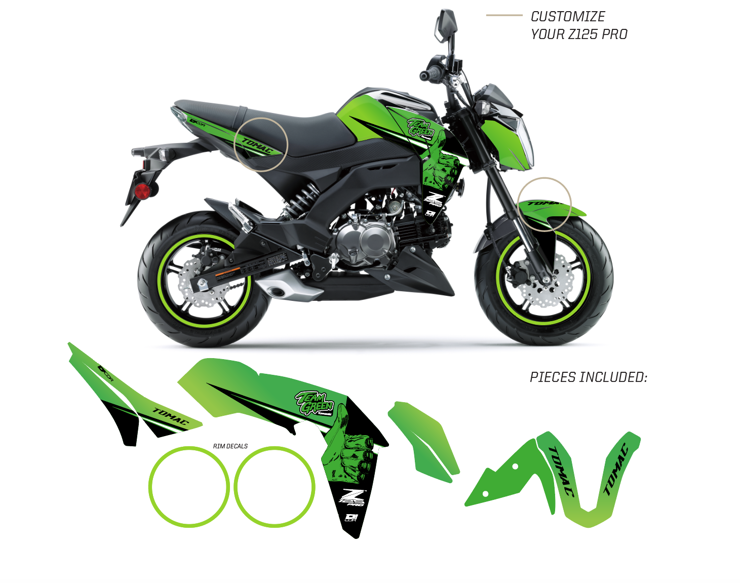 Kawasaki Z125PROカウルセット Monster Energy 仕様 MEK Z125 PRO (17-25) – D'COR Visuals